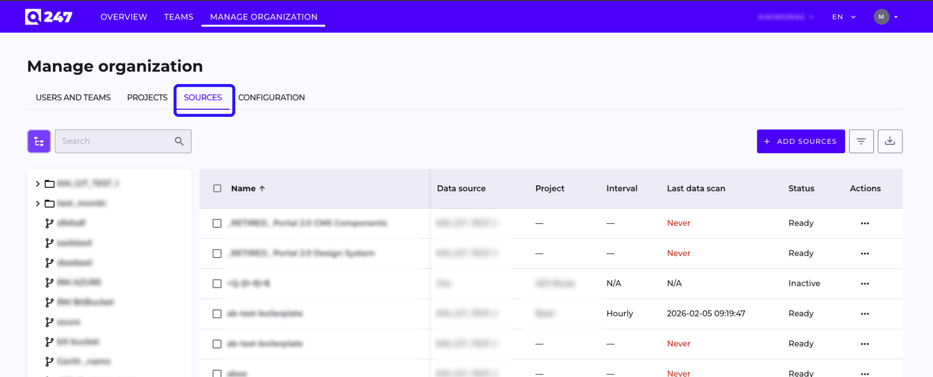Sources tab