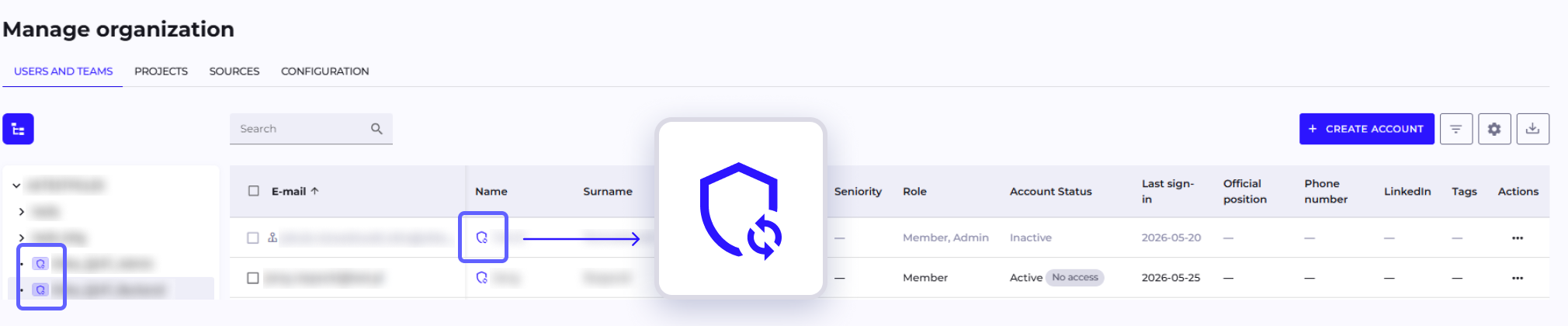 Participant marked with the purple SCIM badge and locked fields