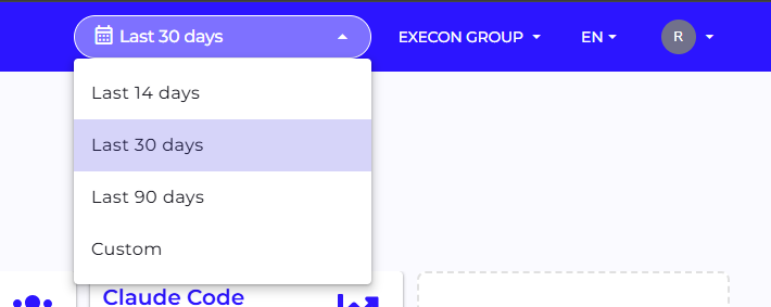 The date range selector expanded